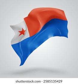 Chile, vector 3d flag with waves on a white background