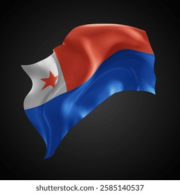 Chile, vector 3d flag with waves on a black background