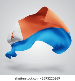 Chile, vector 3d flag with waves on a white background