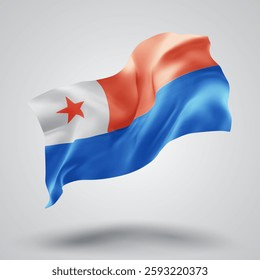 Chile, vector 3d flag with waves on a white background