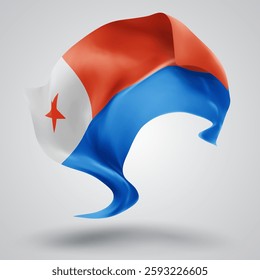 Chile, vector 3d flag with waves on a white background