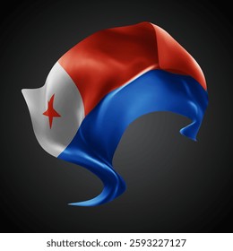 Chile, vector 3d flag with waves on a black background