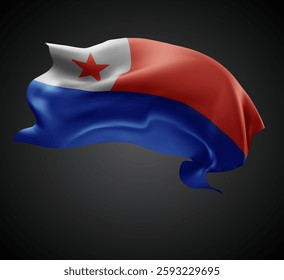 Chile, vector 3d flag with waves on a black background