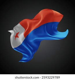 Chile, vector 3d flag with waves on a black background