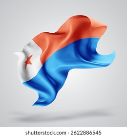 Chile, vector 3d flag with waves on a white background
