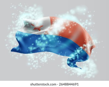 Chile, bandeira vetorial 3d em turbilhão de radiância mágica