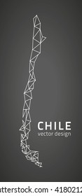 Chile vector contour grey and black map