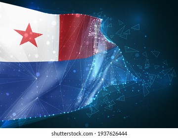 Chile, vector flag, virtual abstract 3D object from triangular polygons on a blue background