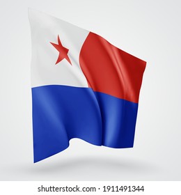 Chile, vector flag with waves and bends waving in the wind on a white background.