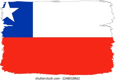 Chile vector grunge brush stroke with  national flag and contour map. 