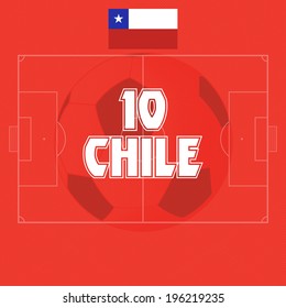 CHILE vector illustration, map with soccer ball