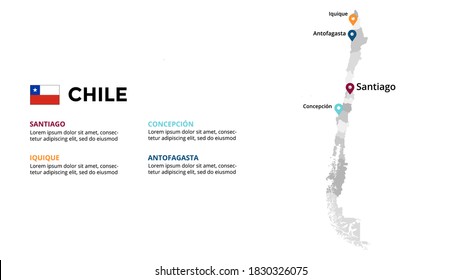 Chile vector map infographic template. Slide presentation. Global business marketing concept. South America country. World transportation geography data. 