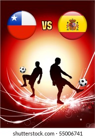 Chile versus España en resumen Antecedentes de la Luz Roja Ilustración Original