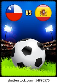 Chile versus Spain on Soccer Stadium Event Background Original Illustration
