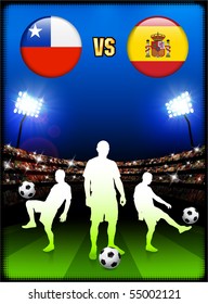 Chile versus Spain on Stadium Event Background Original Illustration
