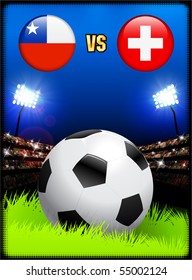 Chile versus Switzerland on Soccer Stadium Event Background Original Illustration