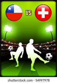 Chile versus Switzerland on Stadium Event Background Original Illustration
