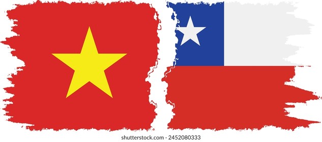 Chile and Vietnam grunge flags connection, vector