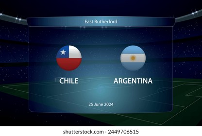 Chile vs Argentina. Torneo de fútbol americano 2024, marcador de fútbol transmitido Plantilla gráfica