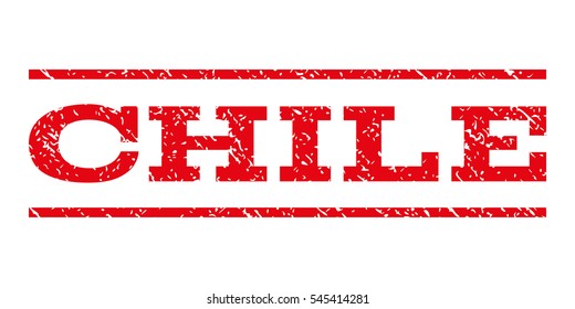 Chile watermark stamp. Text caption between horizontal parallel lines with grunge design style. Rubber seal stamp with unclean texture. Vector intensive red color ink imprint on a white background.