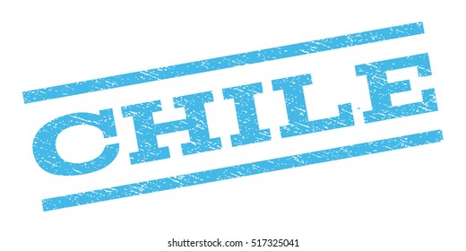 Chile watermark stamp. Text tag between parallel lines with grunge design style. Rubber seal stamp with scratched texture. Vector light blue color ink imprint on a white background.