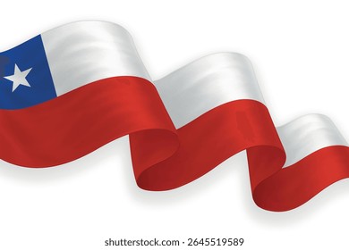 Chile acenando bandeira com cores brilhantes sobre fundo limpo