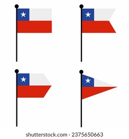 Icono de bandera chilena enmarcado en 4 versiones de forma. Colección de signos de asta para identidad, emblema e infografía.