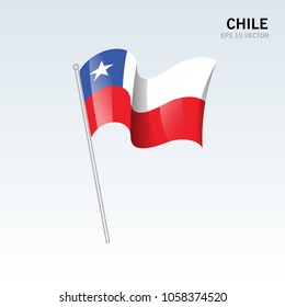 Chile  waving flag isolated on gray background
