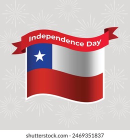 Chile Wavy Flag Independence Day Banner Background