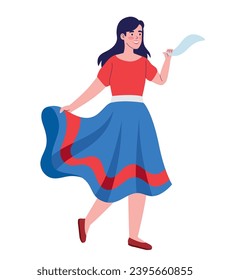 ilustración cultural del disfraz femenino chile