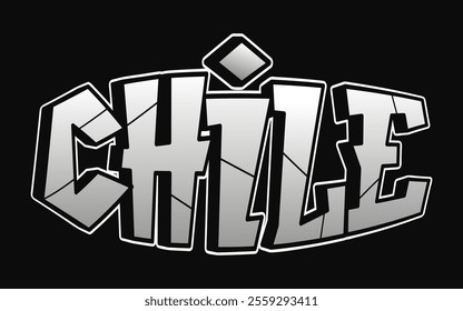 Chile word trippy psychedelic graffiti style letters.Vector hand drawn doodle cartoon logo Chile illustration. Funny cool trippy letters, fashion, graffiti style print for t-shirt, poster