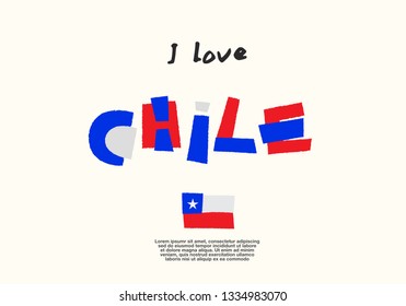 Chile : World Flag with fun geometrical alphabets : Vector Illustration 