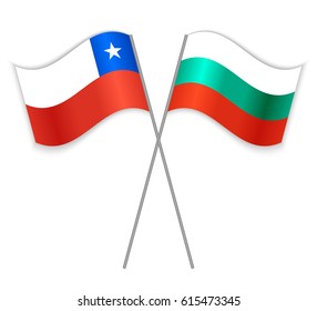 Chilean and Bulgarian crossed flags. Chile combined with Bulgaria isolated on white. Language learning, international business or travel concept.