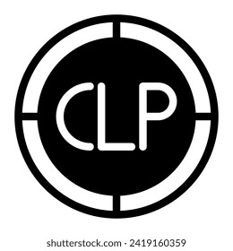 Chilean CLP peso flat icon. Vector illustration. Simple black symbol on white background.