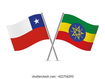 Chilean and Ethiopian flags. Vector illustration.