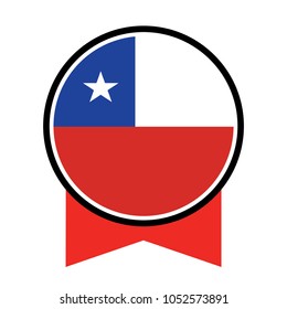 Chilean Flag Badge - Flag of Chile Button Isolated on White, Vector flag of Chile.