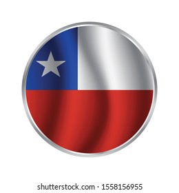 Chilean Flag Badge - Flag of Chile Button Isolated on White, Vector flag of Chile.