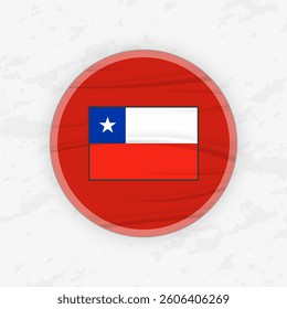Chilean Flag in a Circular Emblem Design, Abstract Round Sticker Illustration. This high-quality vector graphic is perfect for use in patriotic designs, international events, sport competitions.