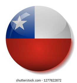 Chilean flag glass button vector illustration