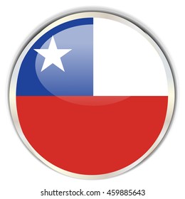 Chilean Flag Glossy Button with highlights
