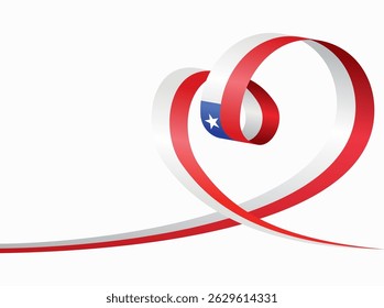 Chilean flag heart shaped ribbon. Vector illustration.