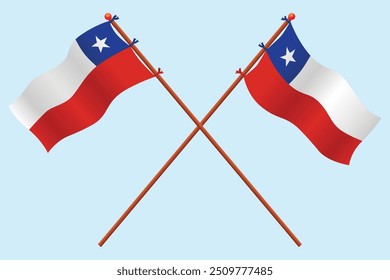 Chilean Flag icon illustration. For education about the country of Chile and symbols for Chilean Independence day.