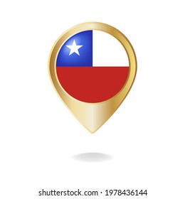 Chilean flag on golden pointer map, vector illustration eps.10