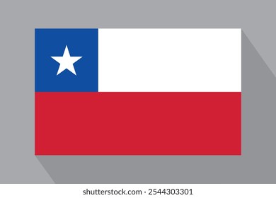 Bandeira chilena com sombra, ilustração vetorial. A bandeira nacional do Chile.