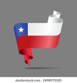 Chilean flag wavy ribbon background. Vector illustration.