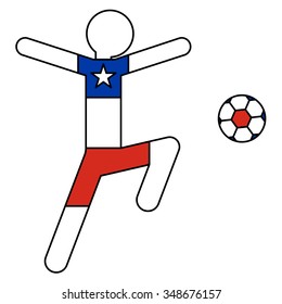 Chilean Football Player Icon. Vector digital illustration.