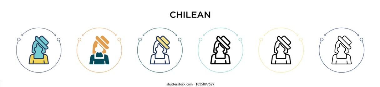 Chilean icon in filled, thin line, outline and stroke style. Vector illustration of two colored and black chilean vector icons designs can be used for mobile, ui, web