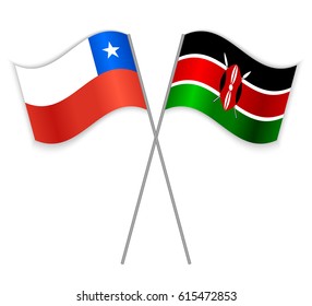 Chilean and Kenyan crossed flags. Chile combined with Kenya isolated on white. Language learning, international business or travel concept.