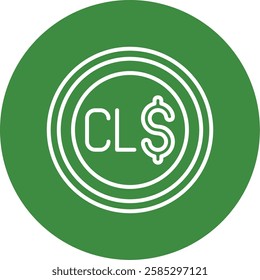 Chilean Peso Outline Circle Style Icon Design