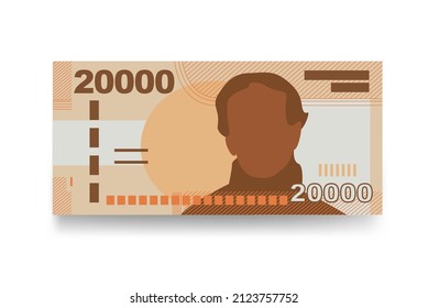 Chilean Peso Vector Illustration. Chile money set bundle banknotes. Paper money 20000 CLP. Flat style. Isolated on white background. Simple minimal design.